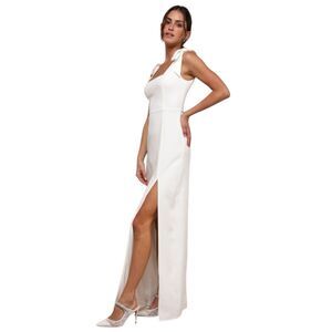 Lulus Maxi Dress Womens L White Wedding Column Gown Bridal Formal Your Sweetie
